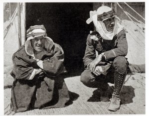 T. E. Lawrence and Mr L. Thomas outside their tent, 1919 by English Photographer
